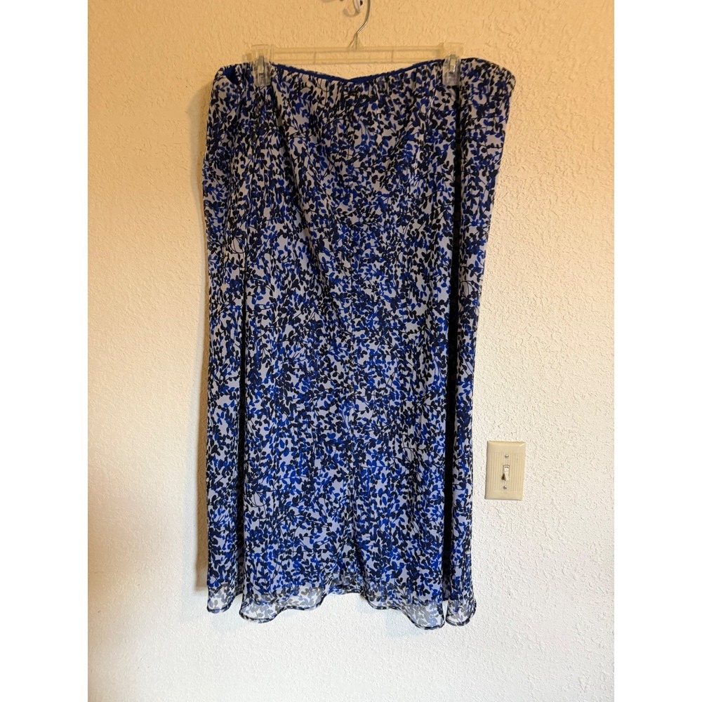 Cato Woman Blue Black Leaf Print Chiffon Blouse and Maxi Skirt Set 26/28W Plus - Picture 8 of 14
